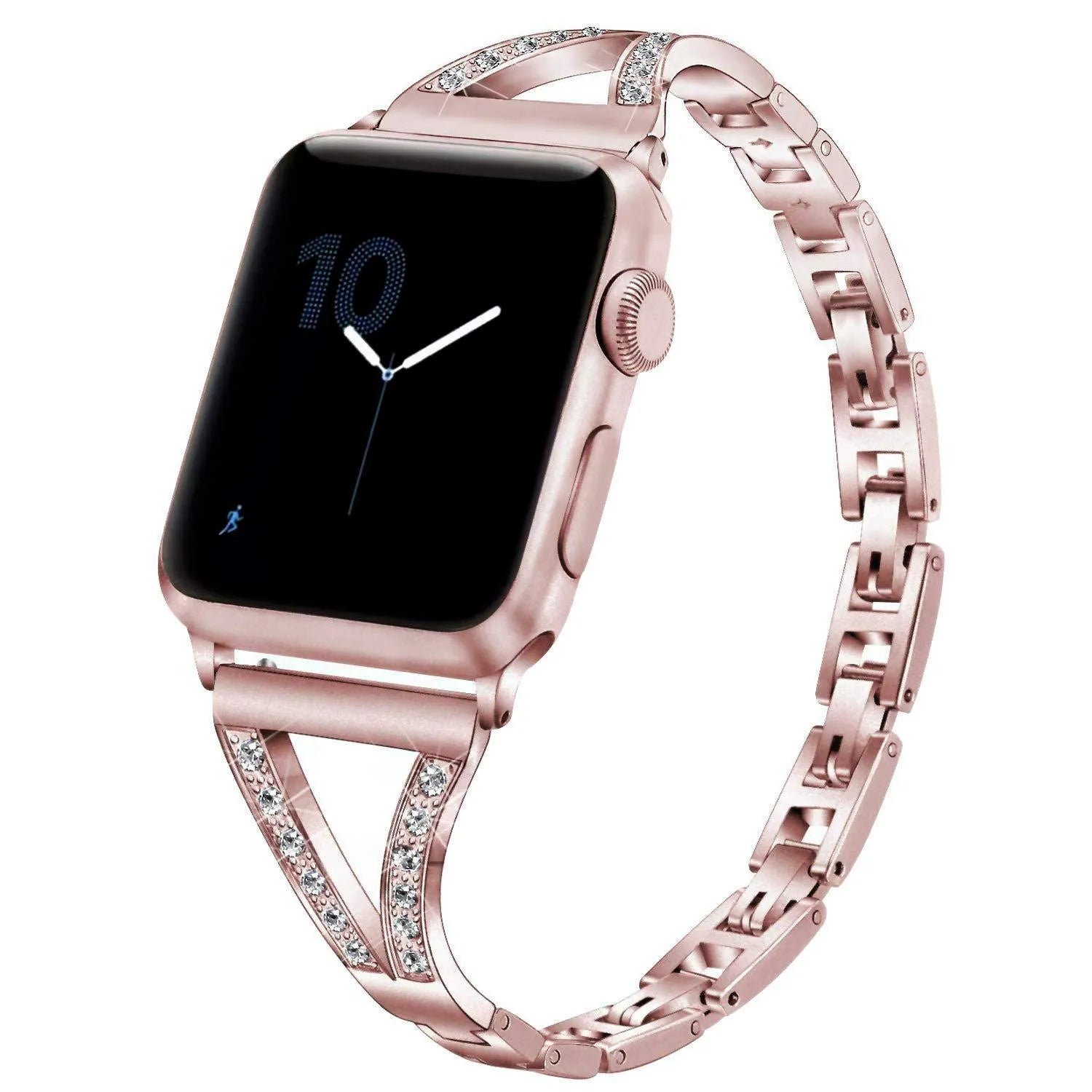 Herringbone diamond pattern smart watch strap with zinc alloy buckle for Apple Watch