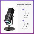 Dynamic noise reduction microphone in black with adjustable desktop base and XLR cable