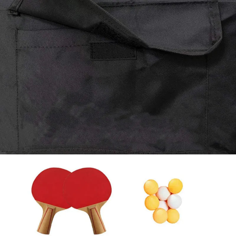 Black polyester table tennis table cover sized 280x152x76cm for outdoor dust and waterproof protection