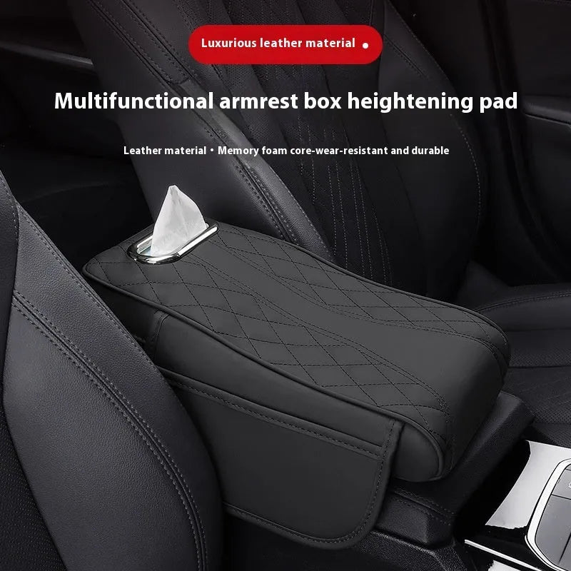 Leather car armrest box cushion tissue holder universal buggy bag 35x16.5cm in beige