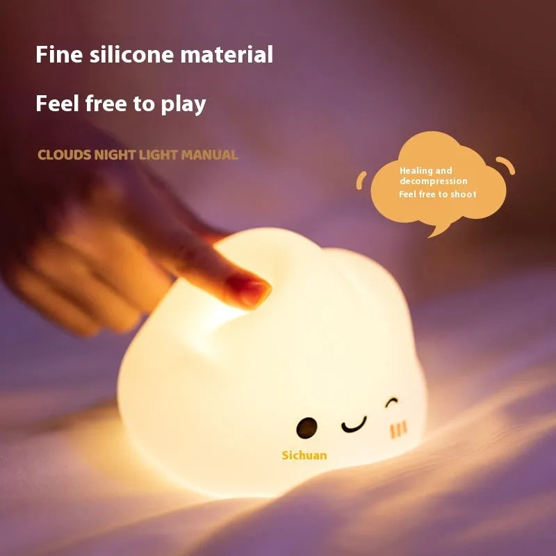 White cloud silicone bedside ambience lamp with compact 115x86x94mm dimensions