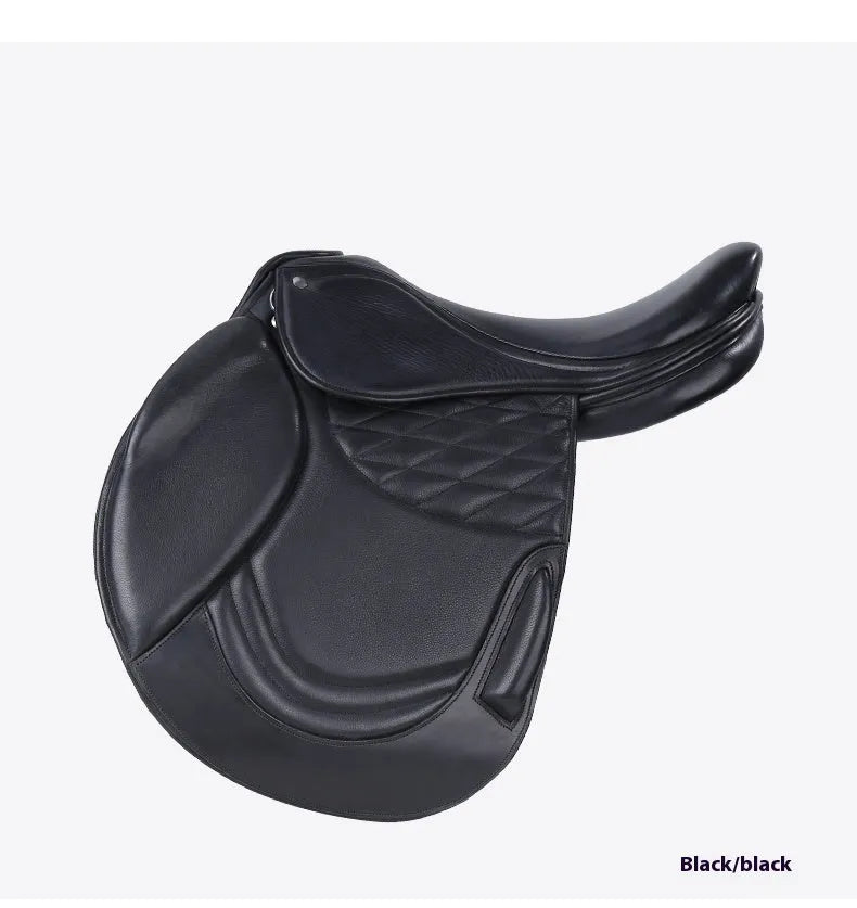 Cowhide equestrian saddle 17 inch black saddle for obstacle riding and general use