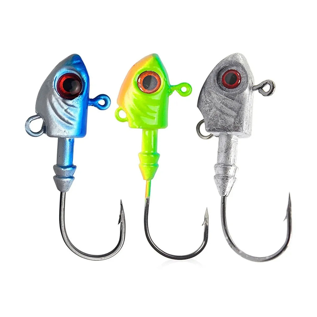 Beizheng Road Yayu shaped lead head fishing hook in blue, silver, yellow colours.