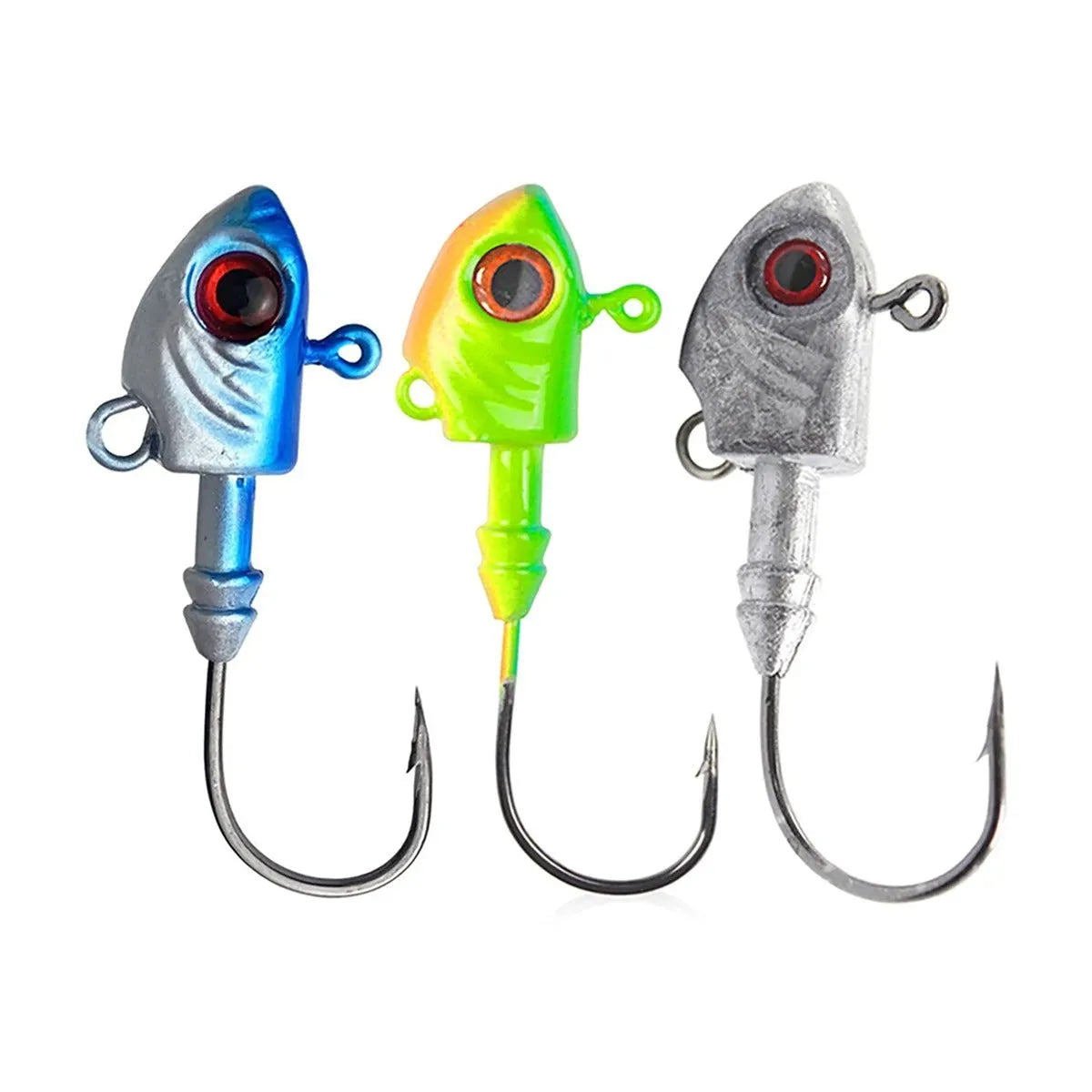 Beizheng Road Yayu shaped lead head fishing hook in blue, silver, yellow colours.