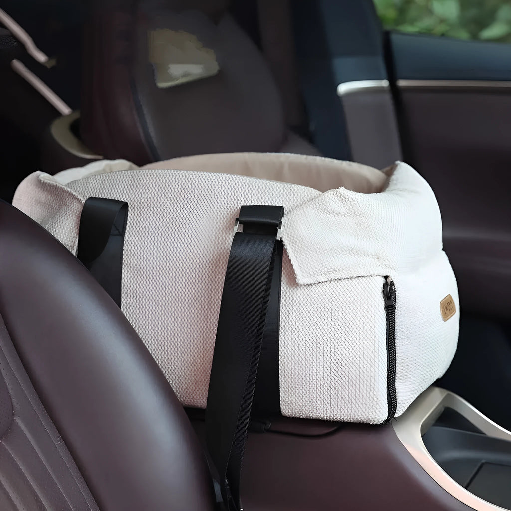 Beige white polyester pet car nest and diaper bag dual-use product for small pets