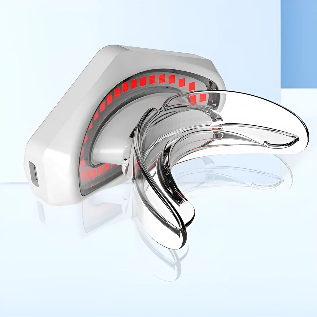 White plastic red light lip care instrument with rechargeable battery for home use