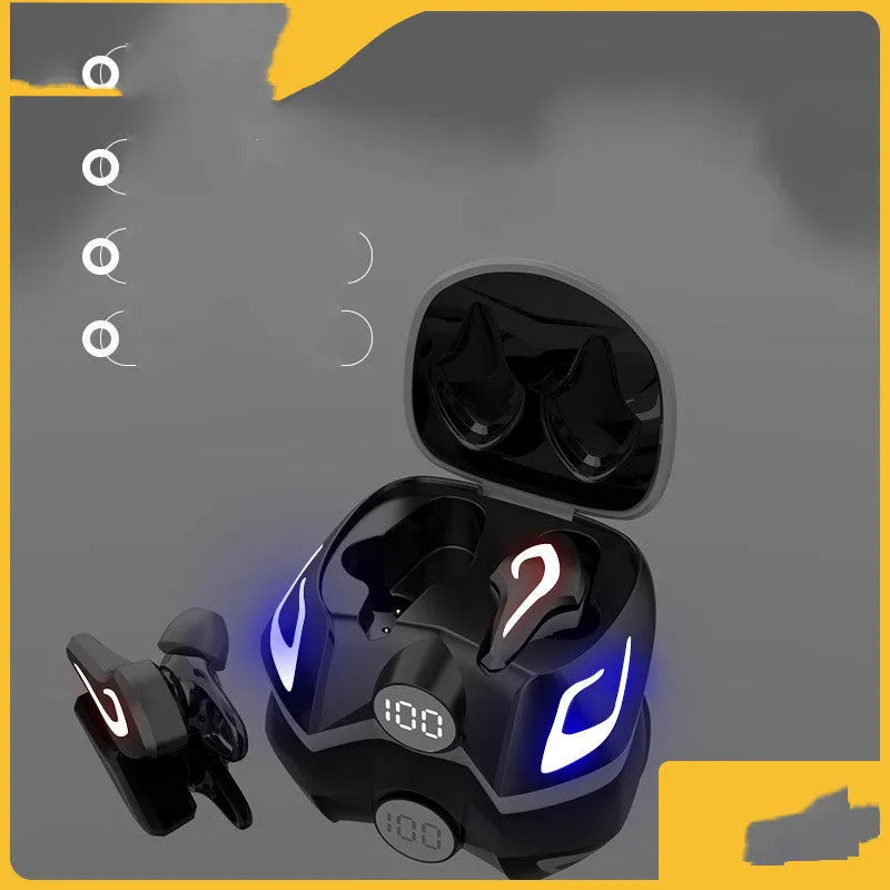 Griffin wireless gaming earbuds in black, dark grey, and yellow colour options with earplug-style fit.