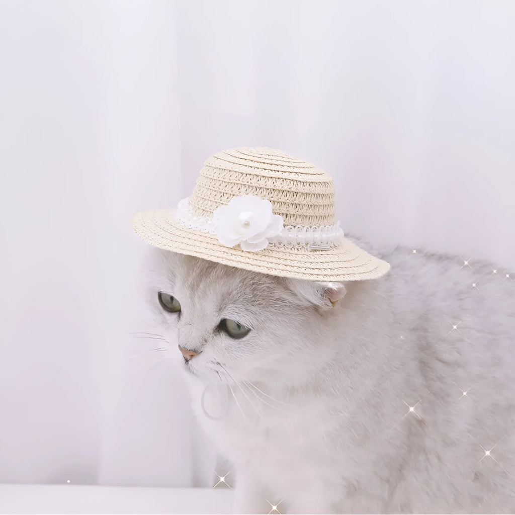 Adjustable handmade paper hat for a dog or cat with a bowknot, shown in multiple colours.