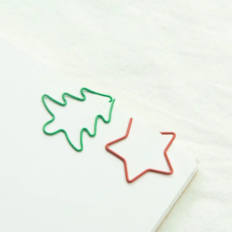 Christmas creative special-shaped paper clips in mixed colours, 18-piece metal alloy set