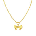 Matte bow pendant necklace in 925 silver with platinum electroplated finish on display