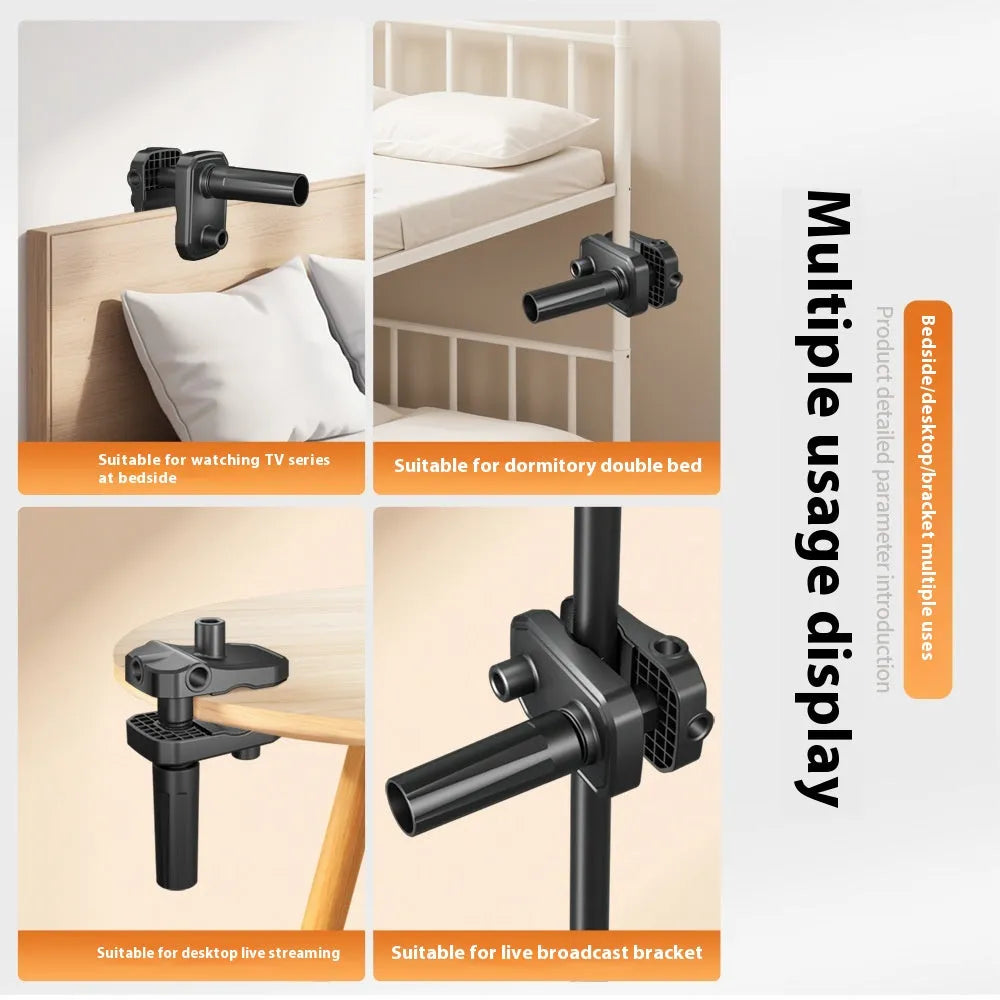 Metal cantilever bracket bedside table with four clips holding a mobile phone, standard J2N2 version