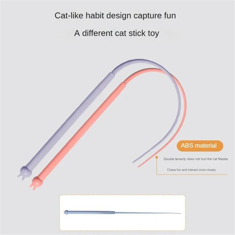 Simulated mouse tail cat teaser stick with 80cm silicone tail and cat head design