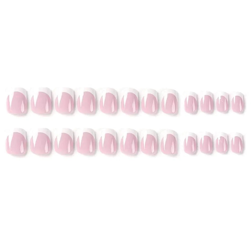 White plaid false nail tips set of 24 pieces with adhesive backing
