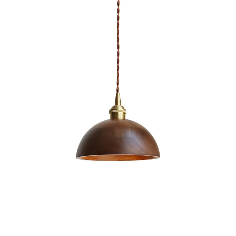 Black walnut single-head droplight chandelier with copper and wood art construction