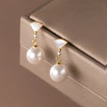 Gold 925 silver fan-shaped shell pearl earrings for women, geometric ancient style, pair