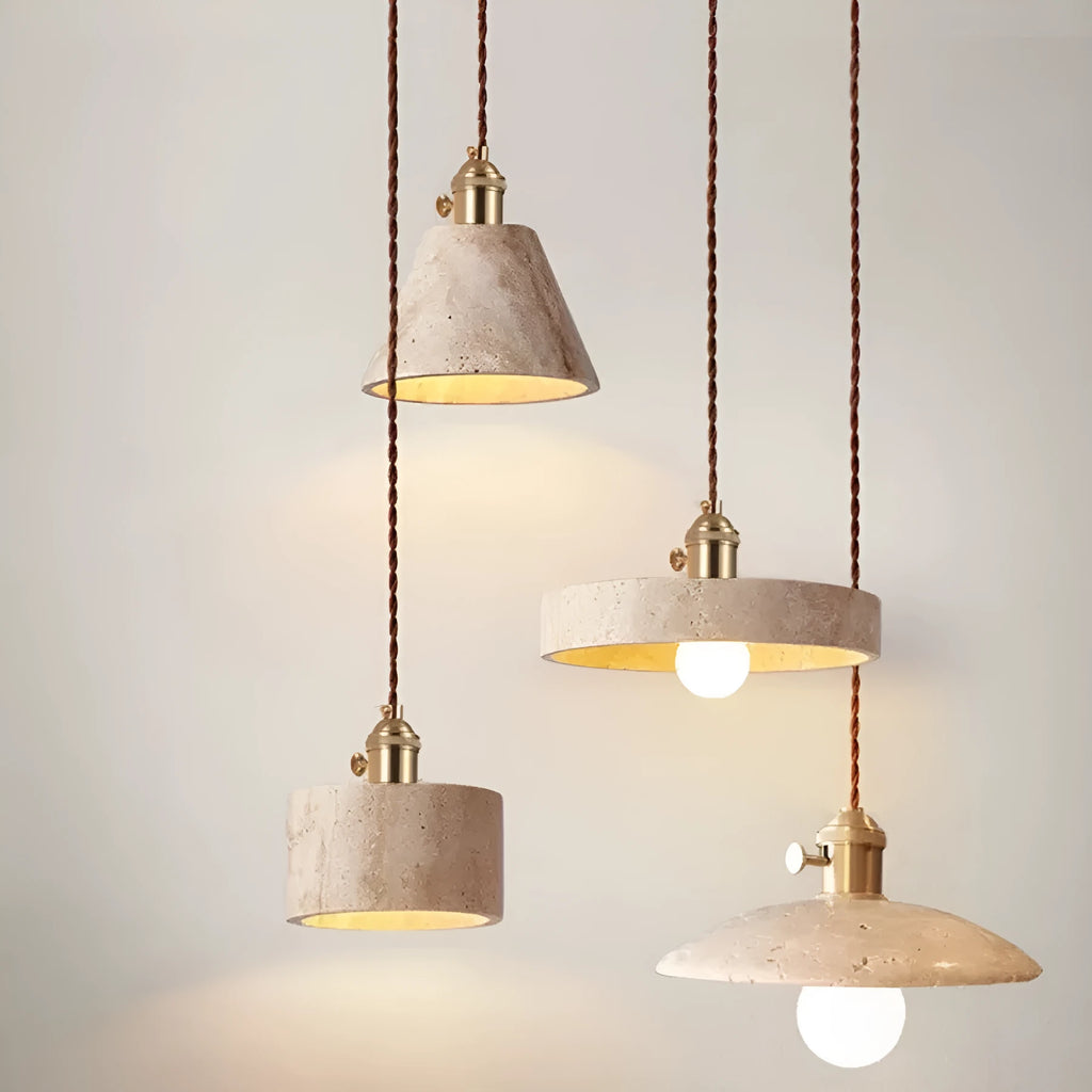 Modern cream style yellow cave stone LED suspension chandelier for study and dining room, 220V, EU CE certified.