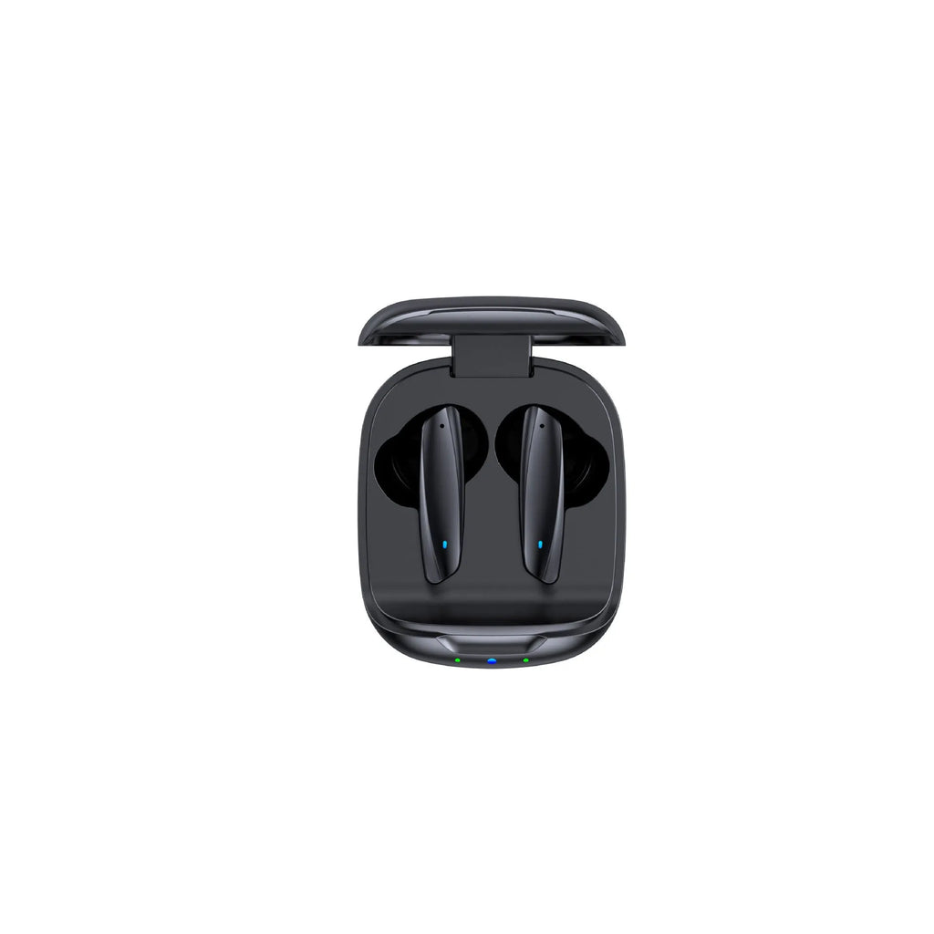 Black and white TWS Bluetooth 5.0 wireless earbuds with charging case and USB cable