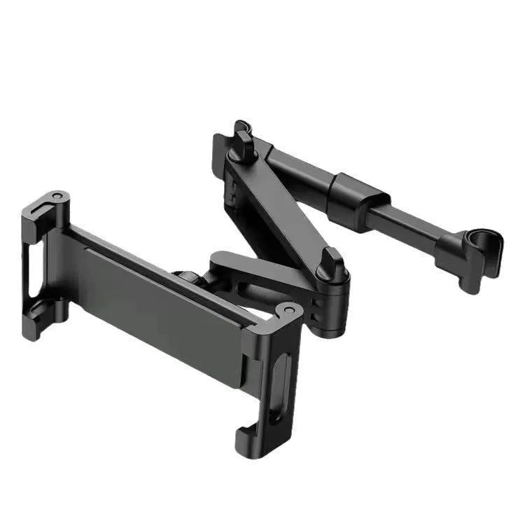 Car back seat mobile phone tablet stand in 2nd Generation Black, showing horizontal orientation with a phone inserted