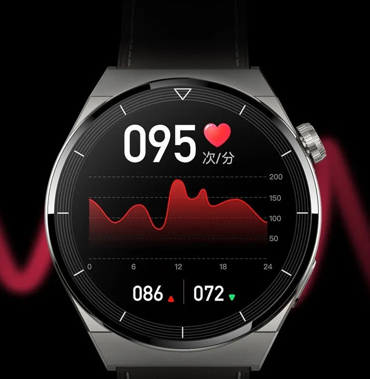 Black and silver Android smart watch with round 1.36-inch display, silicone band, Bluetooth and NFC functionality