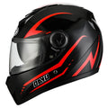 Black and red grain pattern motorcycle helmet with double lens design
