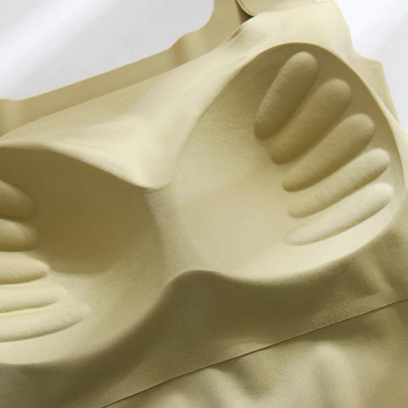 Women's non-marking sling vest with fixing cup and chest pad in seamless nylon construction