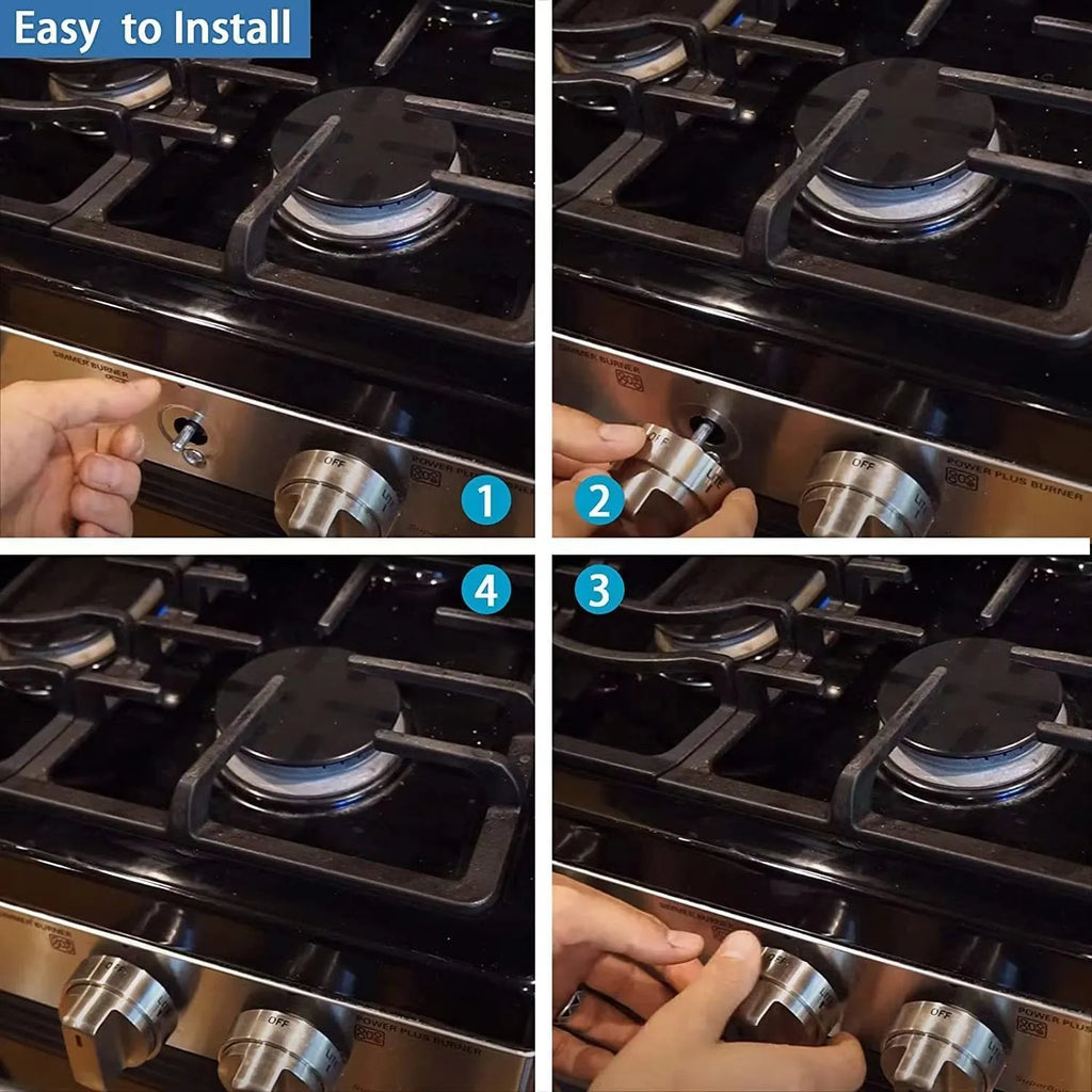 Silver metal oven stove knob assembly with 5.3cm circular diameter