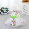 Cotton dog wedding dress in multi-leaf pink princess style on a small dog