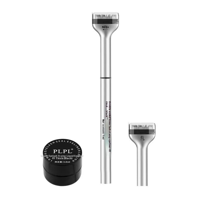 Double-headed waterproof quick-dry eyeliner pen and lotion in black and brown for smudge-proof lower lash sealing