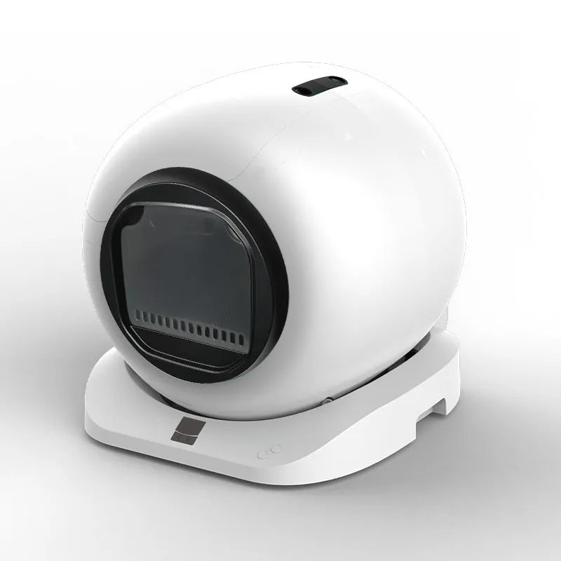 Double Deodorant Liberation Hands automatic self-cleaning cat litter box in ABS, 480 x 520 x 505 mm, with sealed waste compartment.