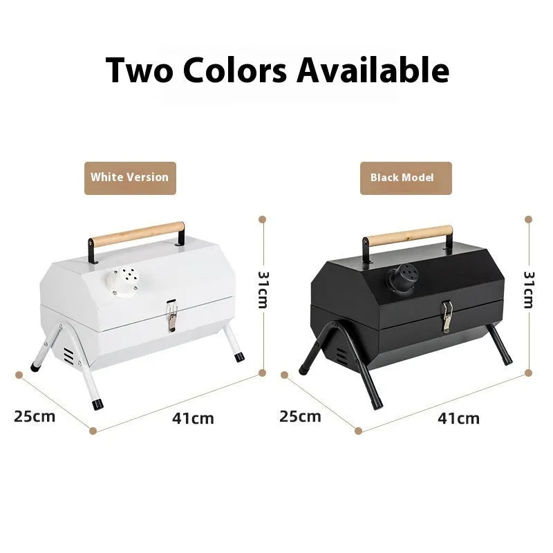 White round chimney oven style portable grill for frying and baking outdoors.