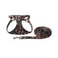 Floral pattern pet harness suit with matching leash in multiple colour options for cats and small dogs