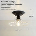 American retro single-head pendant lamp with glass cover for ceiling mounting.