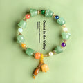 Carved jade bracelet with orchid beads for women's 14-18cm wrists in aventurine orchid colour