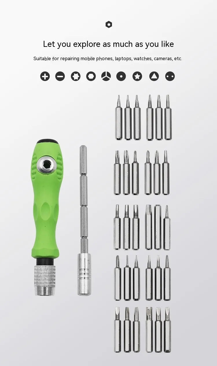32-in-1 precision screwdriver combination tool for mobile phone and digital device repair