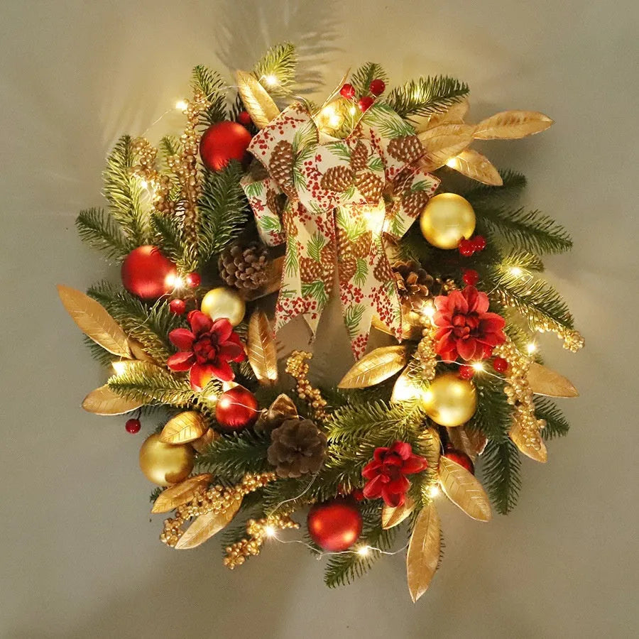 Plastic Christmas garland in American country style with optional lighting in four decorative variations
