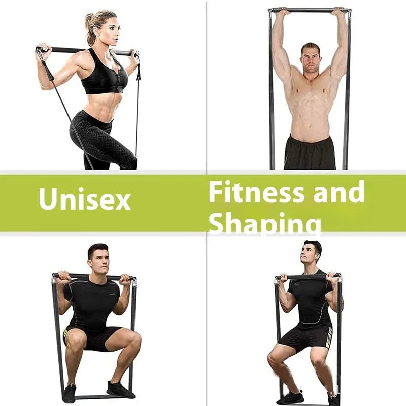 Two-segments push-and-pull fitness stick with rope for yoga and Pilates home workouts