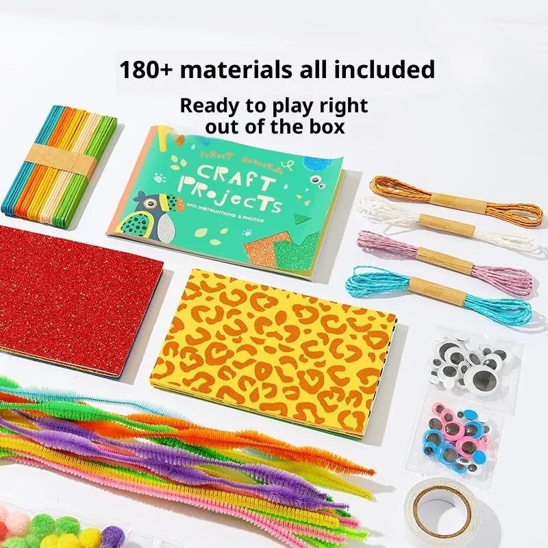 Children's DIY twisted stick bouquet toy set in forest adventure theme with resin components, packed in a colour box