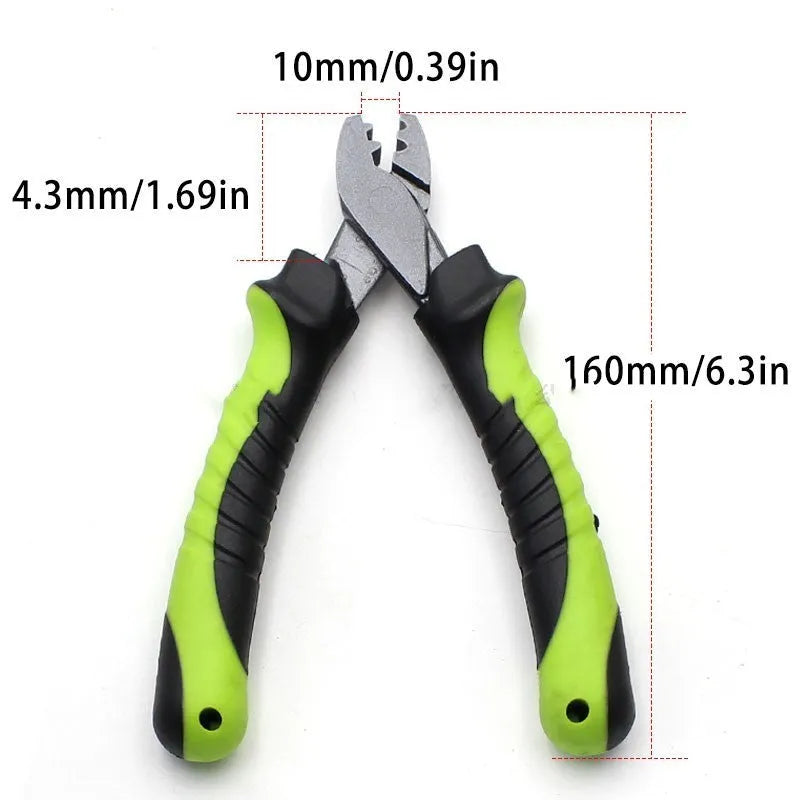 Green corrosion-resistant fishing cable cutters or pliers for cutting line and light wire