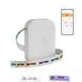 D11 AIYIN White portable Bluetooth thermal label printer on a desk with label roll visible