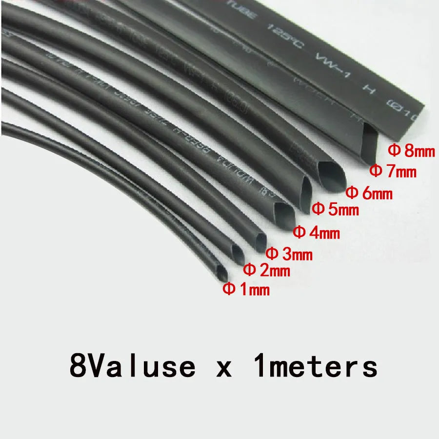 Black polyolefin heat shrink tube kit with flame-retardant waterproof properties for cable and USB wire insulation