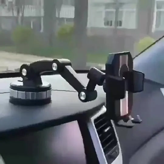 Grey suction cup fixed rotary adjustment car mobile phone holder with universal compatibility for GPS navigation
