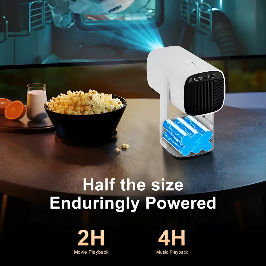 White Home Bedroom HD portable video player projector with 720p resolution and remote control