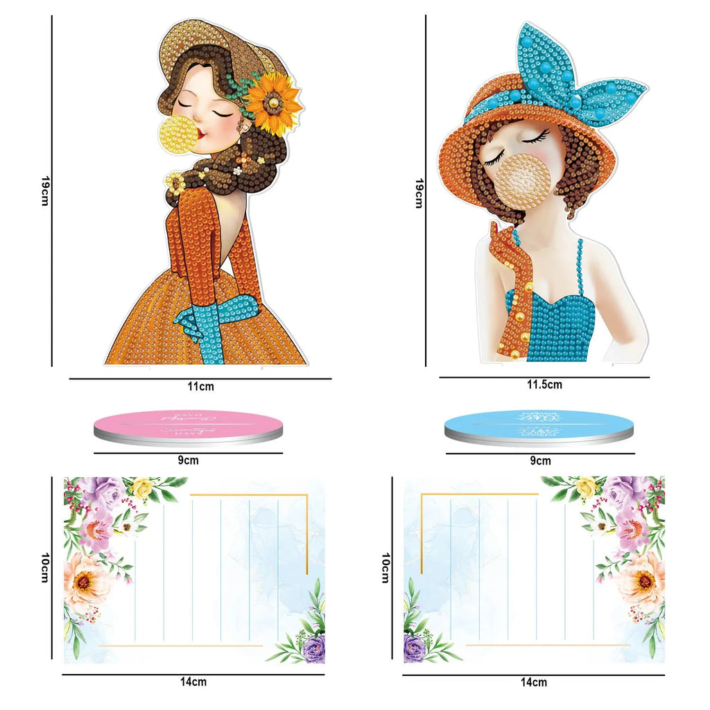 Handmade diamond painting decorative note clip on a desk, American-style design.