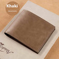 Men's short PU leather wallet in black with tactile finish and printing detail