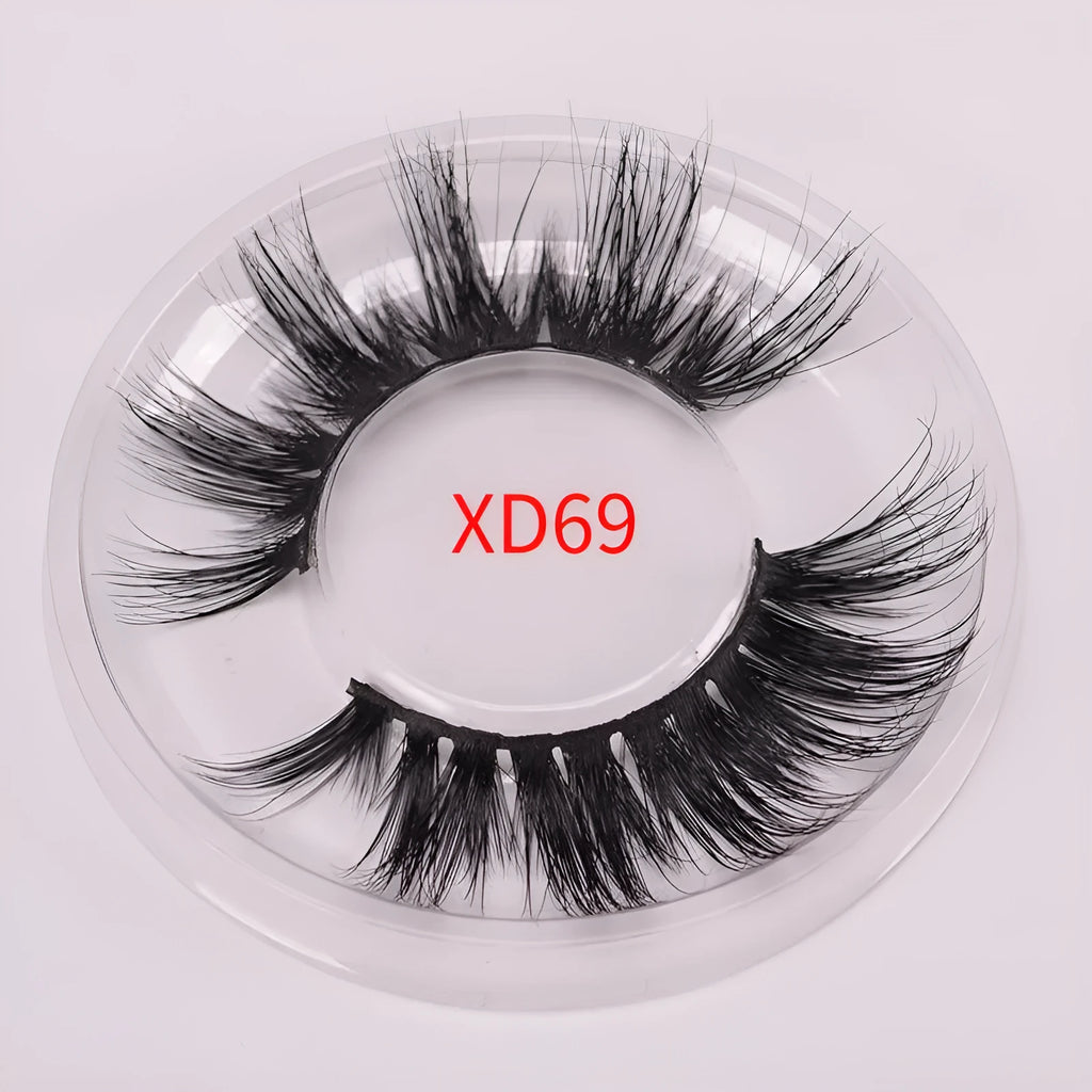 5D Mink False Eyelashes 0 style set with double-headed brush and storage cap