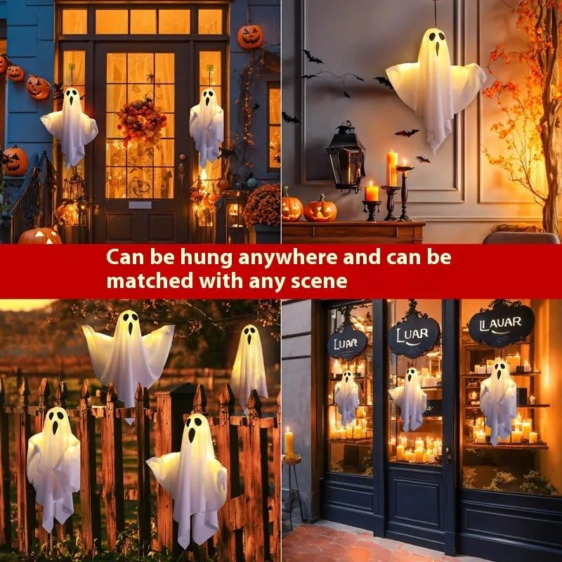 Halloween ghost light decoration with cloth material ghost scream design in white and orange colour options