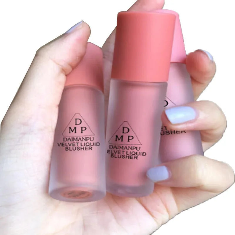 Liquid blush 3.5g natural brightening nude makeup rouge in pot with three colour options