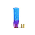 Transparent acrylic two-colour crystal gear lever in blue purple and yellow orange on a 15cm stick.