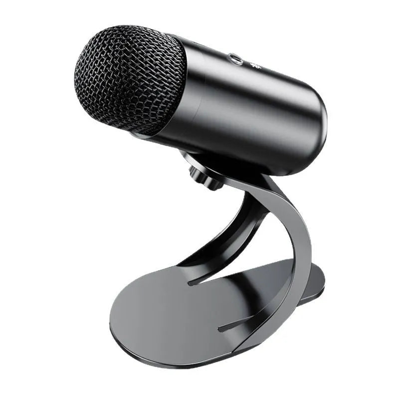 K6 USB wired desktop microphone black version front view for karaoke and live streaming use