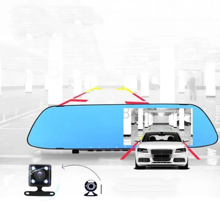 5 inch IPS screen rearview mirror dash cam with dual lens 1080P HD 170 degree wide angle reversing camera
